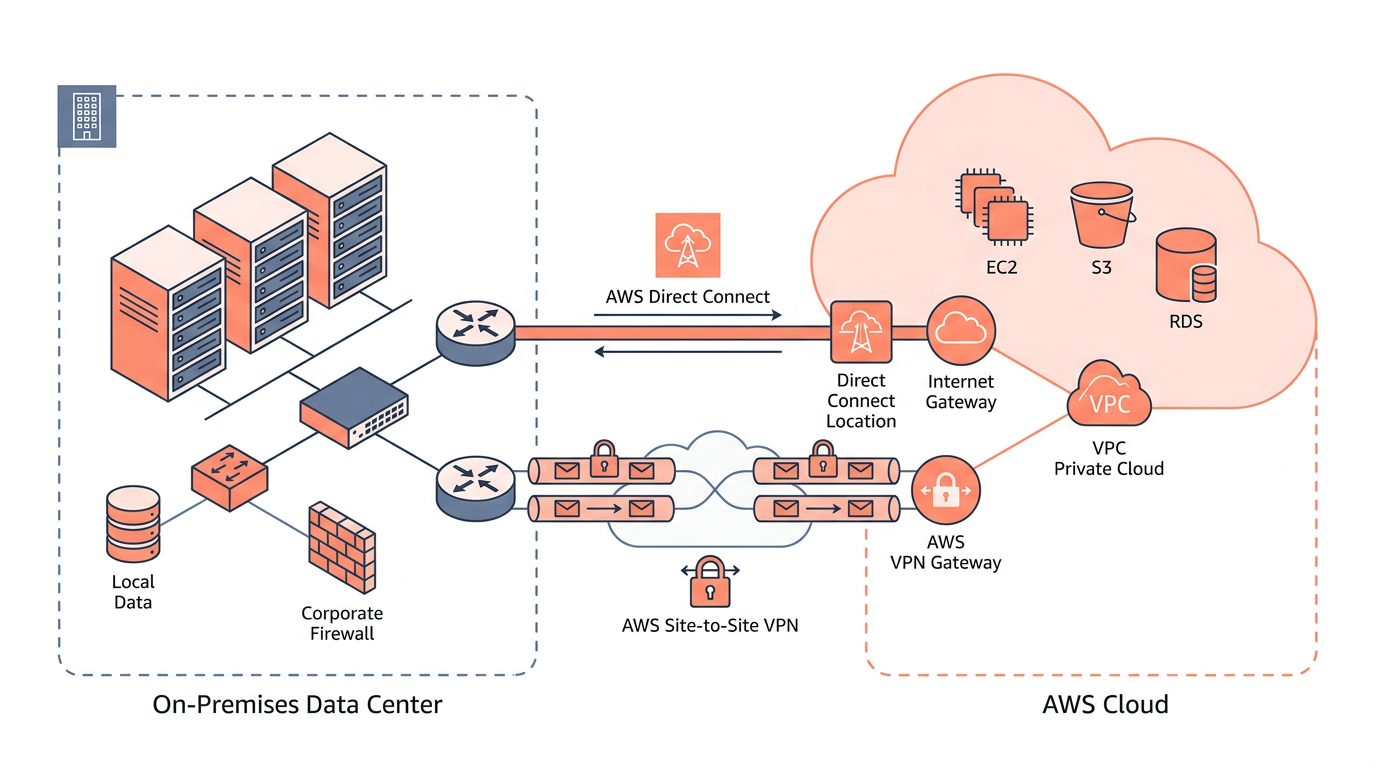 Hybrid Cloud Architecture: Connecting On-Prem to AWS with Direct Connect and VPN